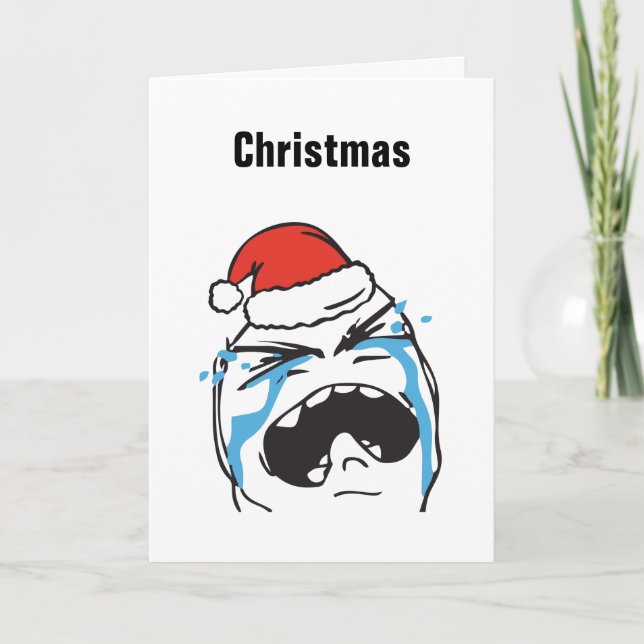 Christmas Le Me Memes Troll Crying Custom EDITABLE Holiday Card (Front)