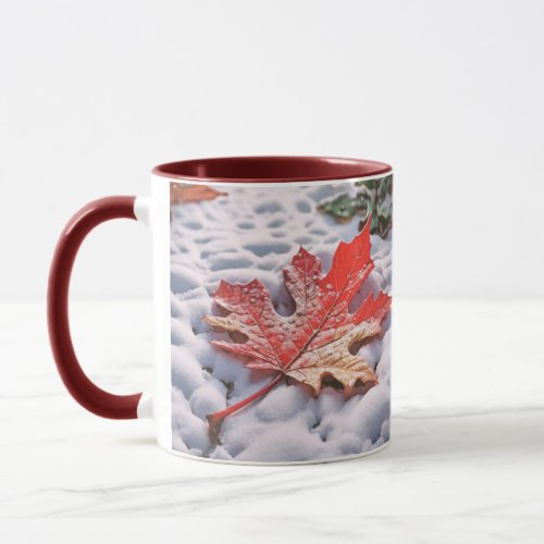 Christmas Leaf in Snow Tranquil Magical Holiday Mug
