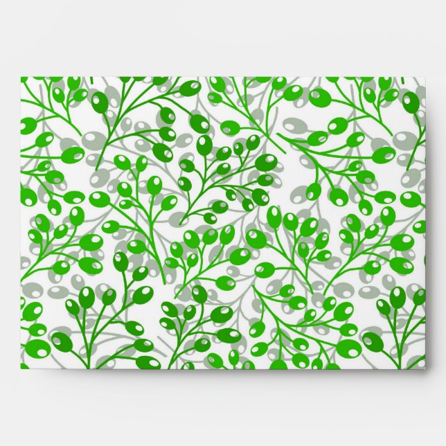 Christmas Leafy Green Pattern Modern Elegant   Envelope (Front)