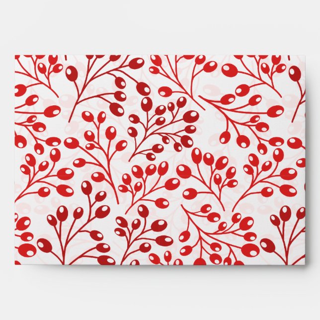 Christmas Leafy Red Pattern Modern Elegant   Envelope (Front)