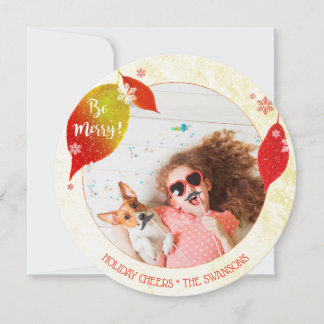 Christmas Leaves Photo Holiday Card