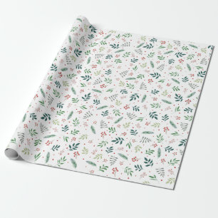Christmas Leaves Rustic Gift Wrapping Paper