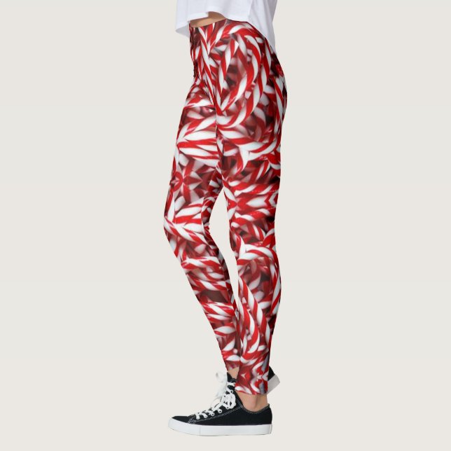 Christmas Leggings, Candy Cane Leggings (Left)