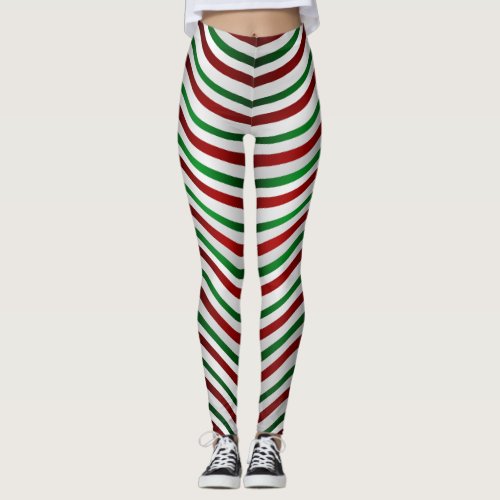 Christmas Leggings Cute Candy Cane Stretchy Pants