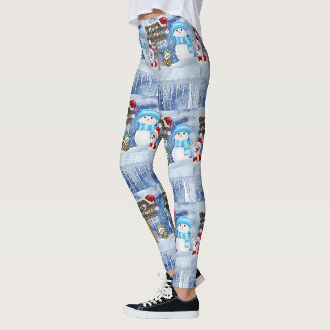 Christmas Leggings, Snowman Leggings (Left)