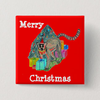 Christmas Lemur Button