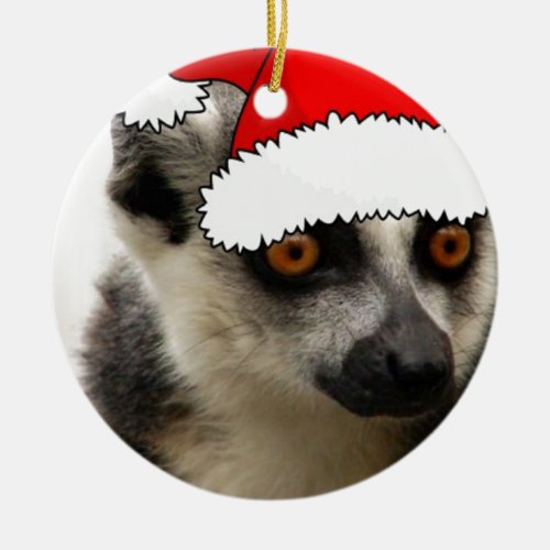 Christmas Lemur Ceramic Ornament