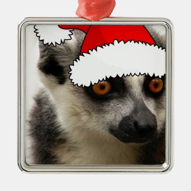 Christmas Lemur Metal Ornament (Front)