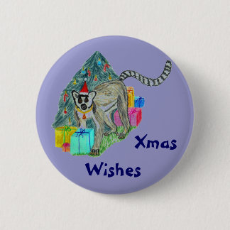 Christmas Lemur Pinback Button
