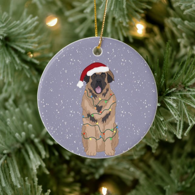 Christmas Leonberger  Ceramic Ornament (Tree)