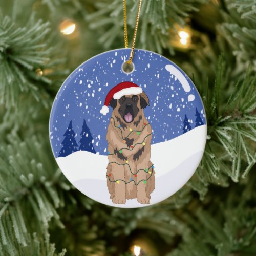 Christmas Leonberger Ceramic Ornament