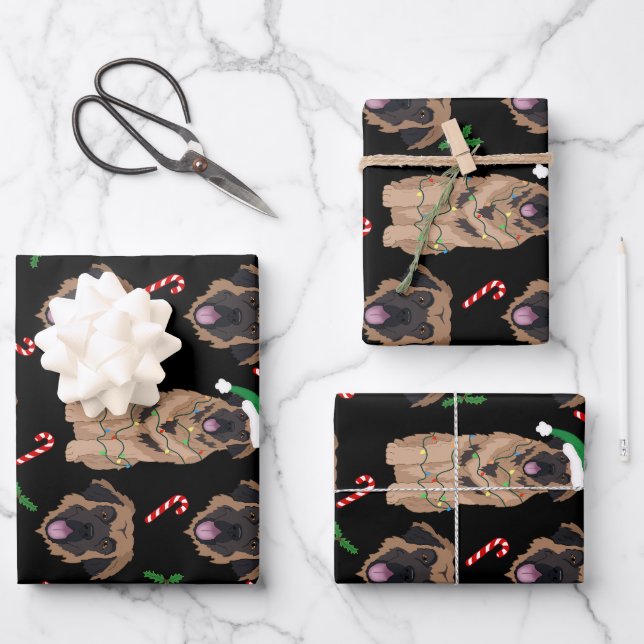 Christmas Leonberger  Wrapping Paper Sheets (Front)