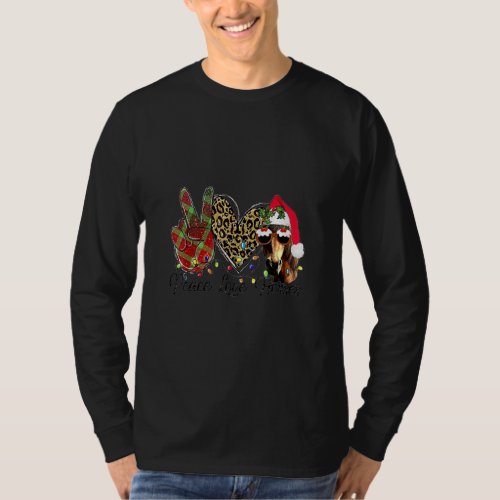 Christmas Leopard Buffalo Plaid Peace Love Horse F T_Shirt