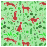christmas leopard cheetah monstera plant fabric