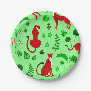 christmas leopard cheetah monstera plant paper plates