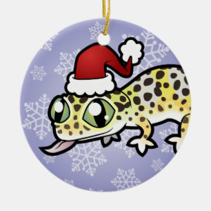 Christmas Leopard Gecko Ceramic Ornament