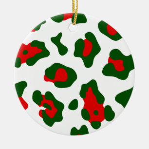 christmas leopard print ceramic ornament