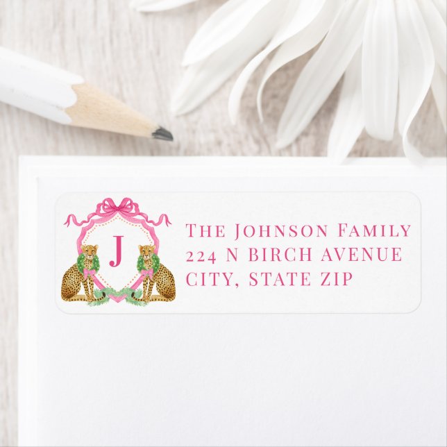 Christmas Leopard Wreath Monogram Label (Insitu)