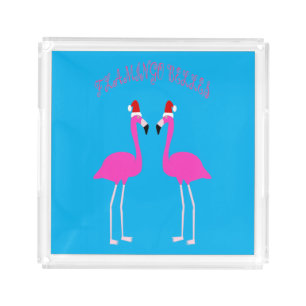 Christmas Lesbian Flamingos Flamingo Belles Acrylic Tray