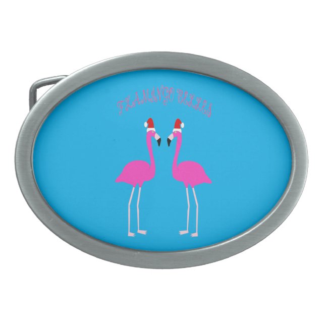 Christmas Lesbian Flamingos Flamingo Belles Belt Buckle (Front)