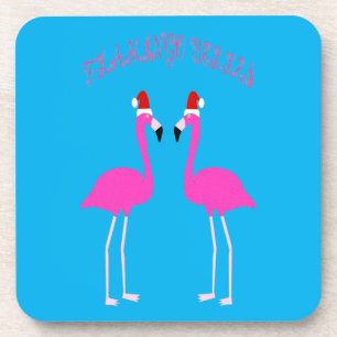 Christmas Lesbian Flamingos Flamingo Belles Beverage Coaster