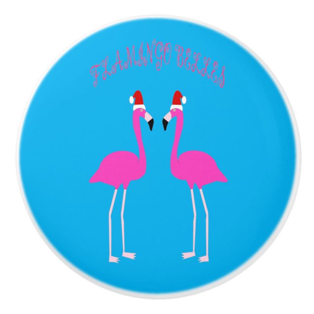 Christmas Lesbian Flamingos Flamingo Belles Ceramic Knob (Front)