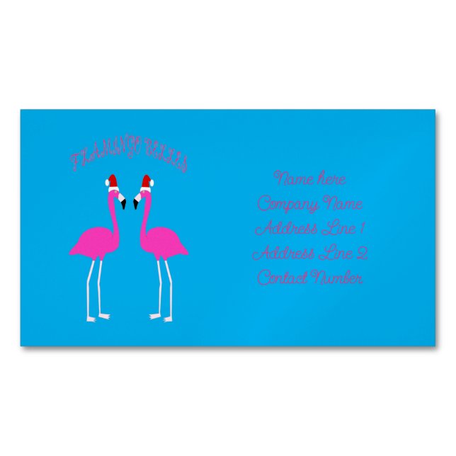 Christmas Lesbian Flamingos Flamingo Belles Custom Business Card Magnet (Front)