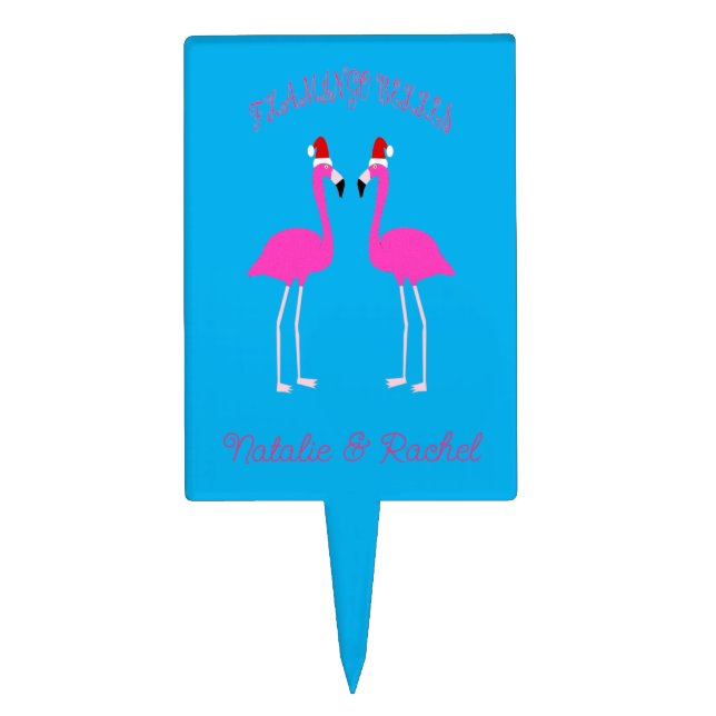 Christmas Lesbian Flamingos Flamingo Belles Custom Cake Topper (Front)