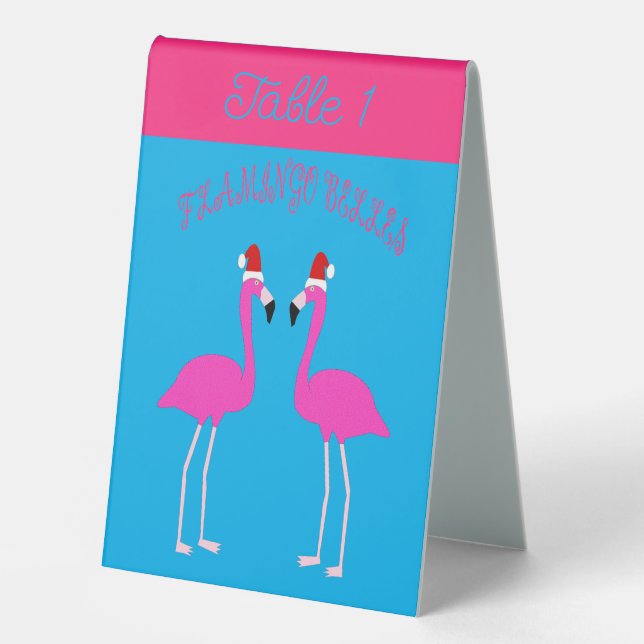 Christmas Lesbian Flamingos Flamingo Belles Custom Table Tent (Front)