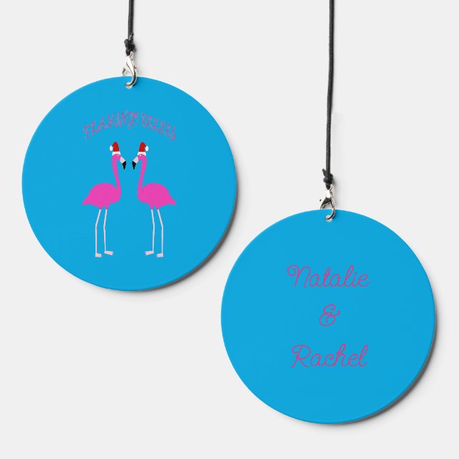 Christmas Lesbian Flamingos Flamingo Belles Custom Wind Chime (Front & Back)