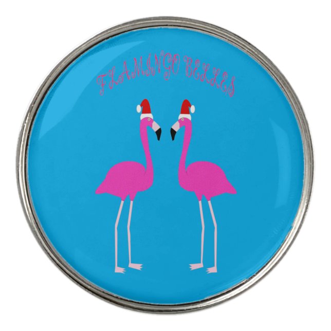 Christmas Lesbian Flamingos Flamingo Belles Golf Ball Marker (Front)