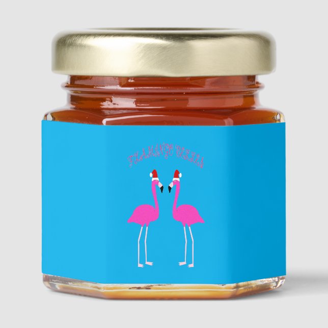 Christmas Lesbian Flamingos Flamingo Belles Honey Jar Favors (Front)