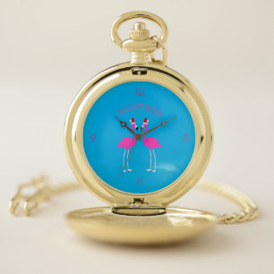 Christmas Lesbian Flamingos Flamingo Belles Pocket Watch