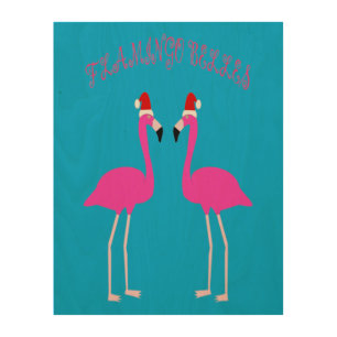 Christmas Lesbian Flamingos Flamingo Belles Wood Wall Art