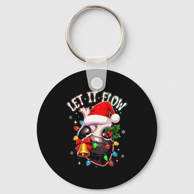 Christmas Let I T Flow Anatomy Heart Cardiac Nurse Keychain (Front)