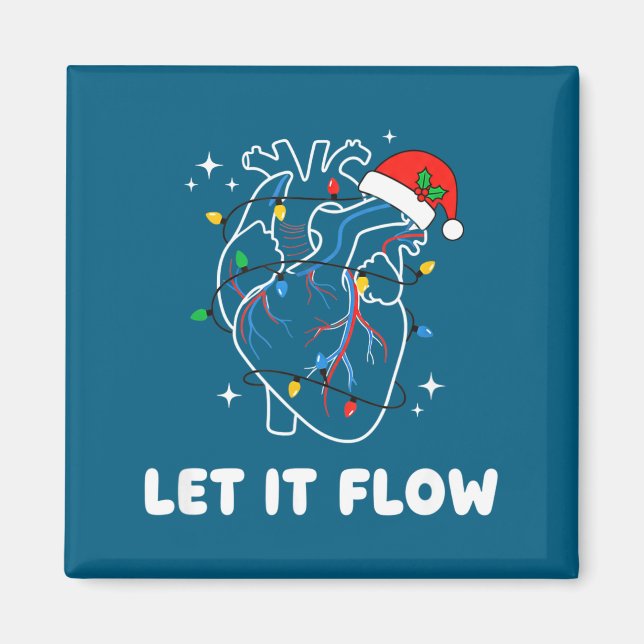 Christmas Let It Flow Cardiac Heart Funny Nurse Ho Magnet (Front)