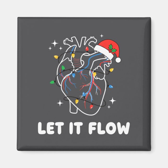Christmas Let It Flow Cardiac Heart Funny Nurse Ho Magnet (Front)