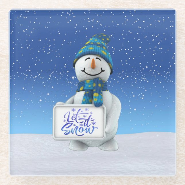 Christmas Let It Snow Glass Coaster (Front)