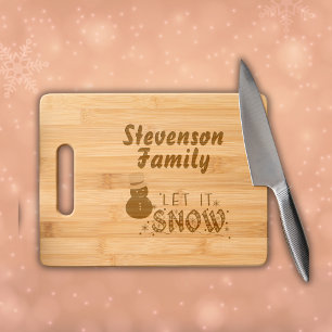 Christmas Let It Snow Monogram Name etched Engraved Cutting Board