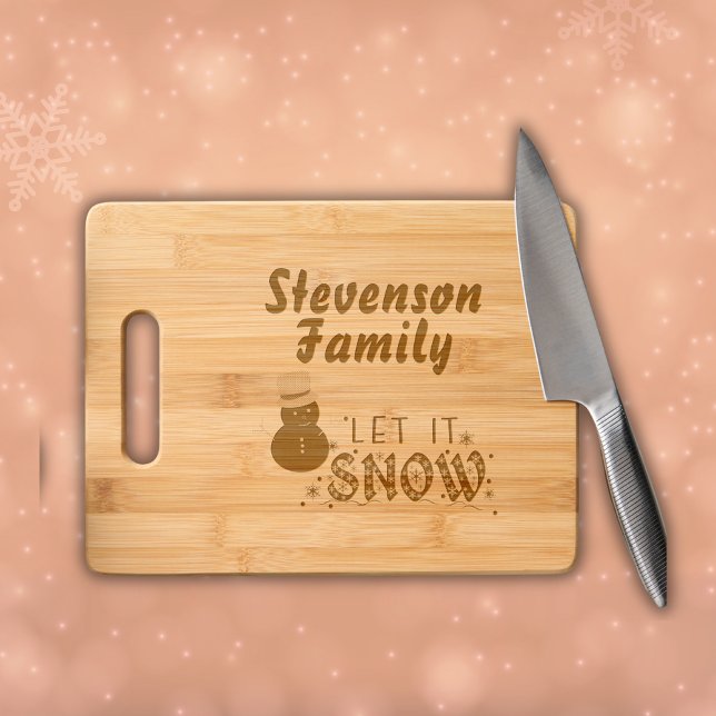 Christmas Let It Snow Monogram Name etched Engraved Cutting Board (Creator Uploaded)