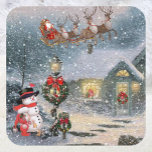 Christmas Let it Snow Santa Sleigh Reindeer Holida Square Sticker<br><div class="desc">Christmas Let it Snow Santa Sleigh Reindeer Holiday Card Envelope Seal</div>