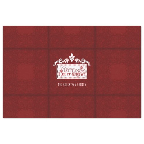 Christmas Let it Snow Typography Red White Family Tissue Paper