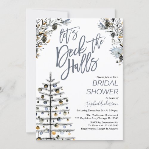 Christmas Lets Deck the Halls Bridal Shower Invit Invitation