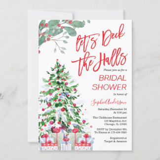 Christmas Let’s Deck the Halls Bridal Shower Invitation