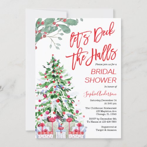 Christmas Letâs Deck the Halls Bridal Shower Invitation