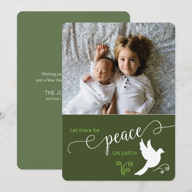 Christmas Let There Be Peace Custom Photo  Holiday Card (Front/Back)