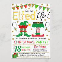 Christmas Let's Get Elfed Up Invitation