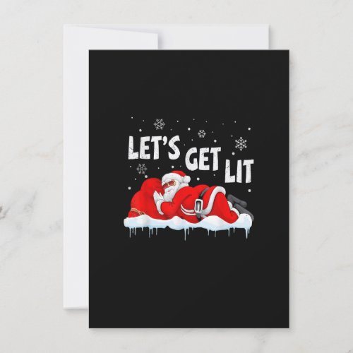 Christmas Lets Get Lit Santa Xmas Drinking Funny  Invitation