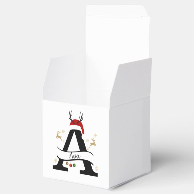 Christmas Letter A Initial – Festive Holiday Desig Favor Boxes (Opened)