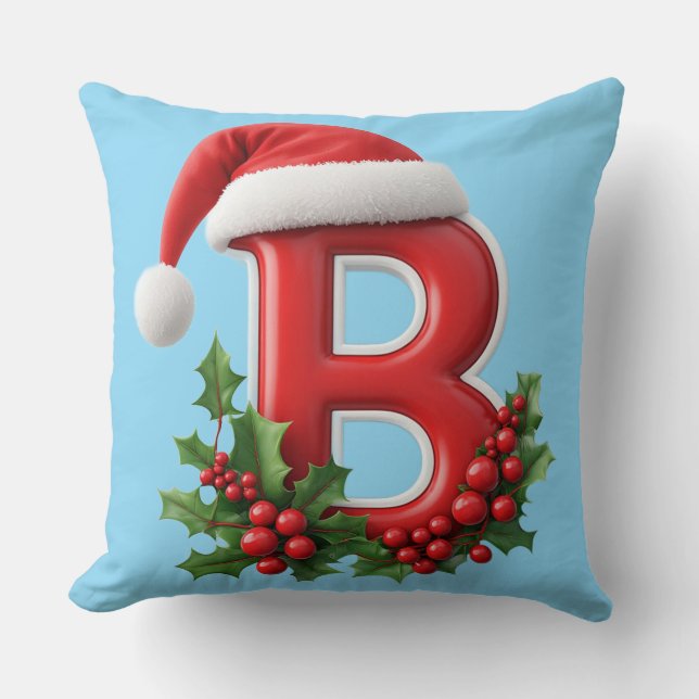 🎅 Christmas Letter B Monogram Decor For Home 🎄 Throw Pillow (Front)